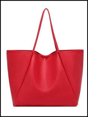 Large Faux Leather Tote Bag Minimalist Work Office Handbag Women